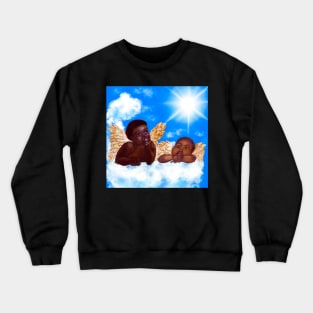 Cherubim- brown skin cherubs with curly Afro Hair and gold wings deep in thought on a cloud Crewneck Sweatshirt